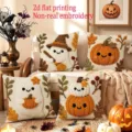 Halloween throw pillow covers featuring cute ghost and pumpkin print for seasonal sofa decor. - Combination Style / 45x45cm