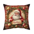 Vintage Santa Claus Christmas pillow cover festive holiday decorative sofa cushion case - Style 1 / 45x45cm