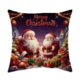 Vintage Christmas Santa Claus pillow cover for festive sofa decoration, cozy holiday home accent. - Style 2 / 45x45cm