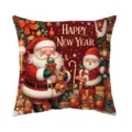 Vintage Santa Claus Christmas pillow cover festive holiday sofa decorative cushion case 45x45 - Style 3 / 45x45cm