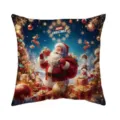 Vintage Christmas Santa Claus pillow cover festive sofa decorative cushion holiday home decor - Style 4 / 45x45cm