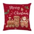 Christmas gingerbread train pillowcase detail, festive red cushion cover for holiday decor. - Style 2 / 45x45 Square (No Insert)