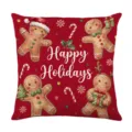 Christmas gingerbread man cushion cover, festive linen holiday pillowcase for sofa home decor. - Style 3 / 45x45 Square (No Insert)