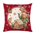 Christmas gingerbread man and reindeer pattern linen pillow cover, festive sofa cushion decor. - Style 4 / 45x45 Square (No Insert)