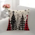 Christmas tree printed cushion cover, festive home sofa throw pillow case, holiday decor. - HR65208-4