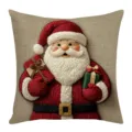 Christmas throw pillow cover embroidered Santa Claus festive holiday home decor - 45*45 (No Core) / Style A