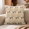 Autumn pumpkin embroidery throw pillow cover, cozy sofa decorative cushion case for home. - 45x45cm (Single Cover Only) / Beige Maple Pumpkin