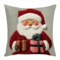 Christmas Santa embroidery cushion cover, festive holiday decorative pillowcase for home. - 45*45 (No Core) / Style D