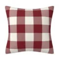 Red and white buffalo plaid throw pillow cover for cozy sofa and home holiday decor. - Green and Blue Embroidery (03)