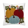 Exquisite tufted pumpkin embroidered detail on this autumn decorative throw pillow cover, cozy. - 45x45cm (Single Cover Only) / Red Pumpkin