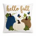 Autumn harvest pumpkin decorative throw pillow cover with cute tufted embroidery design. - 45x45cm (Single Cover Only) / Blue Pumpkin