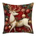 Christmas reindeer throw pillow cover, festive red velvet cushion case for holiday home decor. - 45*45cm (Without Core) / Symmetrical Black (07)