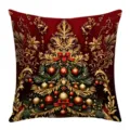 Christmas decorative throw pillow cover with golden tree and red ornaments for holiday sofa - 45*45cm (Without Core) / 08