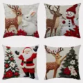 Christmas decorative pillow cover set featuring cute holiday designs like deer and Santa. - 45x45cm / SDY-002