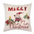 Christmas linen pillow cover featuring festive Santa Claus and holiday lettering design details. - Style 2