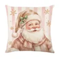 Pink Christmas Santa Claus pillowcase festive decorative sofa cushion cover cozy holiday home decor - Style 1 / 45x45cm