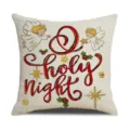 Christmas linen cushion cover with angel and holy night print, festive home decor style. - O Holy Night Style / 45x45cm