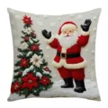 Christmas Santa Claus throw pillow cover festive 3D printed sofa cushion home decorative case - Style 2 / 45*45cm (Without Core)