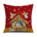 Christmas Nativity scene throw pillow cover, Nordic style holiday cushion for home decor. - Nativity Style / 45x45cm
