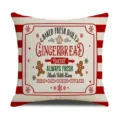Christmas linen pillow cover red white striped decorative cushion for holiday home decor 45cm - Gingerbread Man Bake Style / 45x45cm