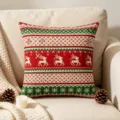 Christmas knitted pillow cover with reindeer and snowflake pattern for festive home sofa decor. - 45x45 Square (No Insert) / Style 2