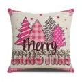 Pink Christmas pillow cover with cute tree print, perfect for living room sofa decor. - Style 4(1)