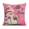 Pink Christmas snowman cushion cover holiday decorative throw pillow for cozy home winter decor. - Style 4(2)
