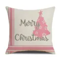 Pink Christmas tree decorative throw pillow cover, festive holiday cushion case for home. - Style 4(4)