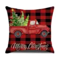 Christmas red buffalo plaid truck pillow cover festive holiday home sofa decorative cushion case - 45*45cm Linen Pillowcase (Single Sided Printing) / Style 8(1)