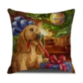 Christmas throw pillow cover cute puppy oil painting holiday decorative cushion case - BJBZ578F11