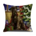 Christmas decorative throw pillow cover featuring a cute Schnauzer dog and festive tree design. - 45 Size Linen Pillow Cover (Without Core) Single-Sided Print / BJBZ578F06
