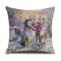 Christmas winter snowman linen pillow cover decorative square cushion case for home sofa bed - BJBZ578F67