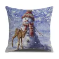 Christmas snowman linen throw pillow cover winter holiday decorative cushion case for sofa - BJBZ578F70