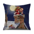 Christmas decorative pillow cover with Santa Claus and reindeer night snow print for home sofa. - BJBZ578F73