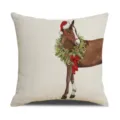 Christmas throw pillow cover featuring cute horse and wreath print for holiday home decor - Christmas Horse Style