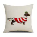 Christmas Dachshund throw pillow cover, cute puppy print holiday home sofa decor cushion. - Christmas Dachshund Style A