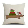 Christmas dachshund pillow cover cute dog holiday home decorative cushion case soft linen - XPBZT021F08