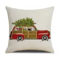 Christmas decorative throw pillow cover featuring a vintage red truck and tree graphic. - XPBZT021F09
