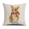 Christmas Corgi throw pillow cover, linen decorative cushion case for sofa home decor. - XPBZT021F11