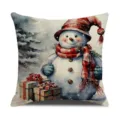 Christmas snowman decorative throw pillow cover, cute watercolor winter holiday cushion case - Style 6(3)
