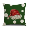 Christmas decorative pillow cover with green polka dots and watercolor Santa hat design for home. - Style 7(3)