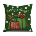 Christmas decorative pillow cover with green polka dots and gift box print for sofa holiday home decor. - Style 7(4)