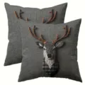 Hirsch Kissenhuelle Pluesch 3D Stickerei dekorative Kissenbezug fuer Sofa Wohnzimmer - Stil 38