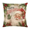 Christmas decorative pillow cover vintage Santa Claus throw pillow case for sofa bed and home - Style 2