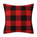 Red and black buffalo plaid throw pillow cover, classic checkered square cushion case for home decor. - 05
