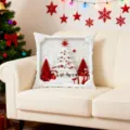 Christmas decorative throw pillow cover with festive winter tree print for holiday sofa decor. - Style 1