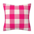 Pink and white buffalo check pillow cover decorative square cushion case for home sofa bedroom - 06