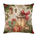 Christmas throw pillow cover festive watercolor lantern and gift home decor sofa cushion - Style 4
