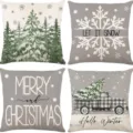Christmas cushion cover set holiday decorative throw pillow cases for sofa bed decor - 45x45cm (Without Insert) / Combination 8