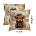Schöner Weihnachten Hochland Rind Kissenbezug 45x45cm Winter Karo Sofa Kissen Hülle - Stil 41